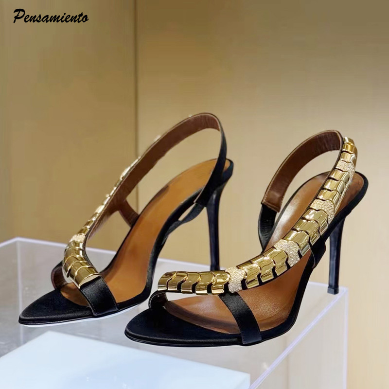 Women Shoes Formal - Sandalias de gladiador de satén con