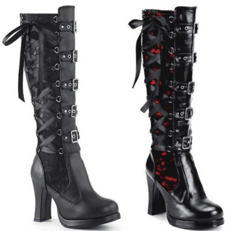 High Knee Heel Boots - Botas Altas de Estilo Punk Gótico