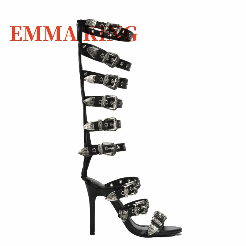 Sandalias de tacón alto con pu - High Knee Heel Boots reseña y precio