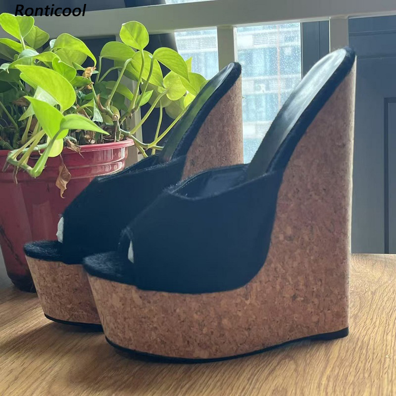 Ronticool, cuñas de mula de pe - Cork Wedge Sandal reseña y precio