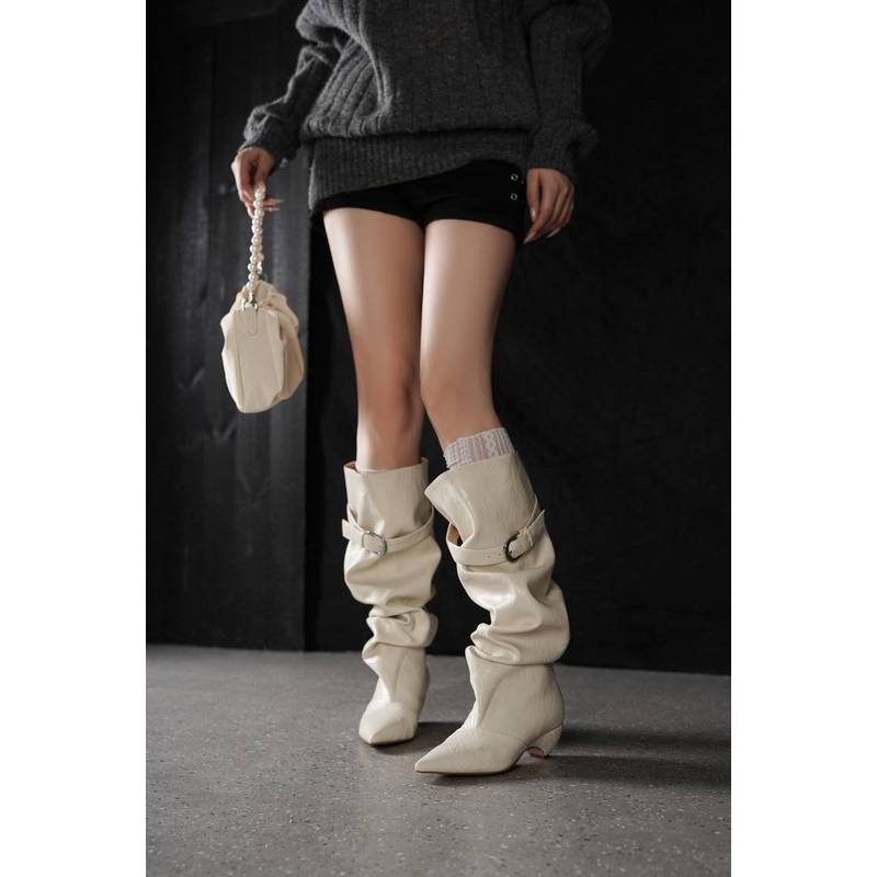 Botas de media caña de piel de - High Knee Heel Boots reseña y precio