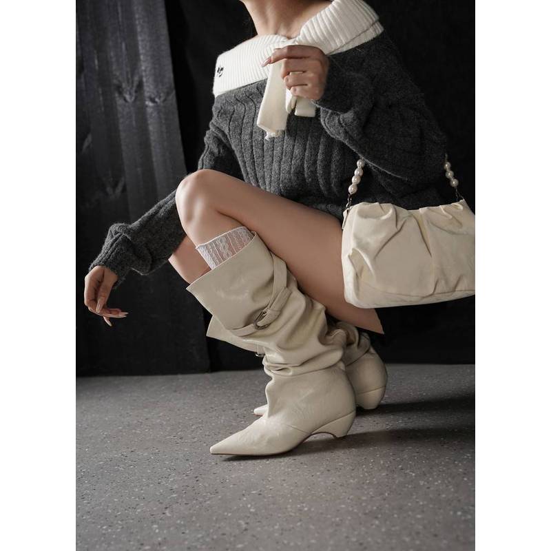 Botas de media caña de piel de - High Knee Heel Boots reseña y precio